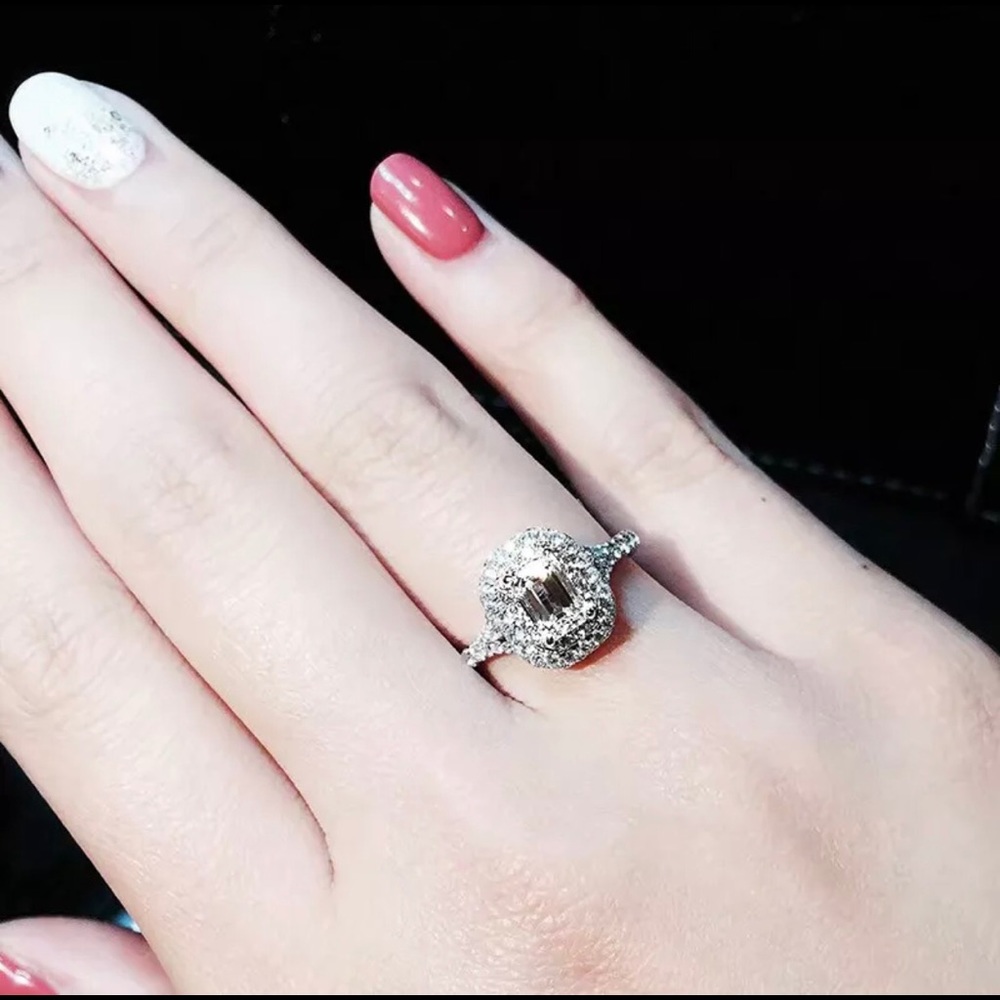 925 Stamped Sterling Silver Diamond Engagement Ring - Picture 4 of 9